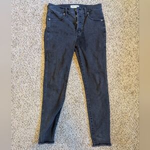 10 Inch High Rise Skinny Jeans - Black, Raw Hem - Madewell - 28